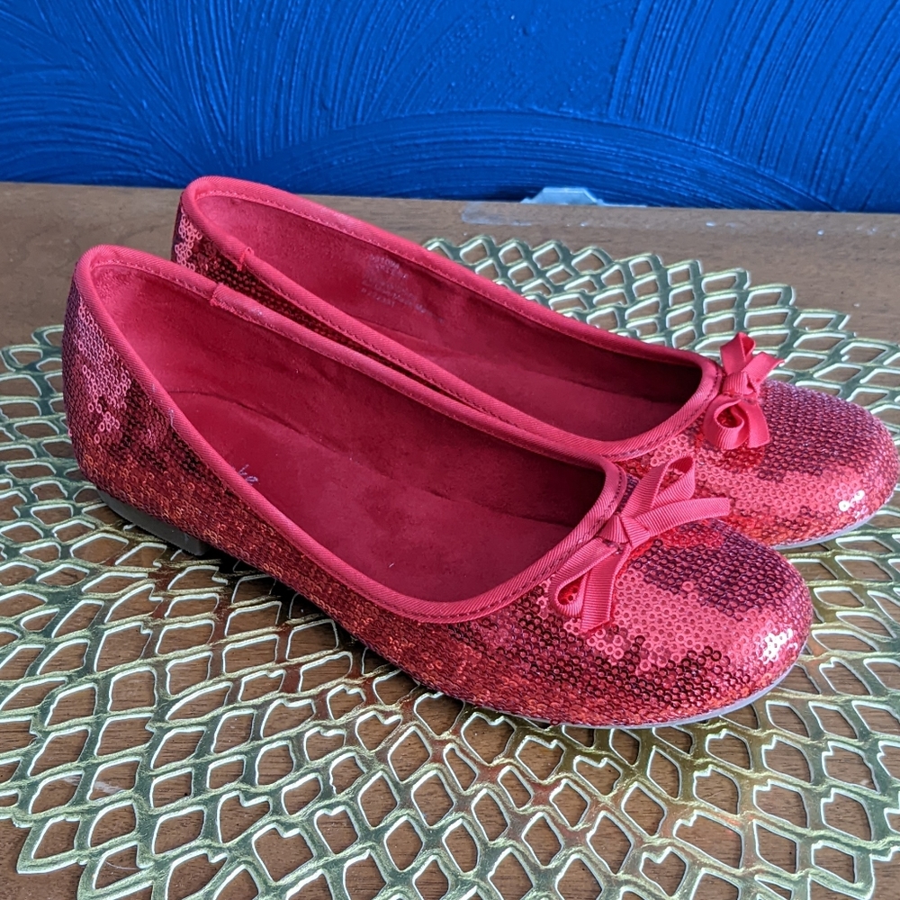 Ruby Slippers Red Sequins Ballet Flats
